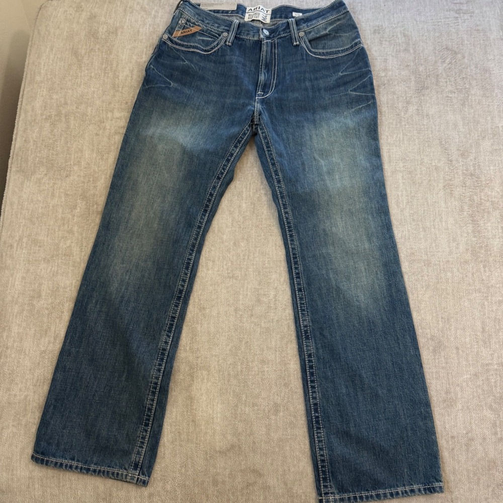 Ariat M4 Relaxed Boot Cut Mens Jeans 34x34 Gulch Wash Blue Denim 10012136 NEW
